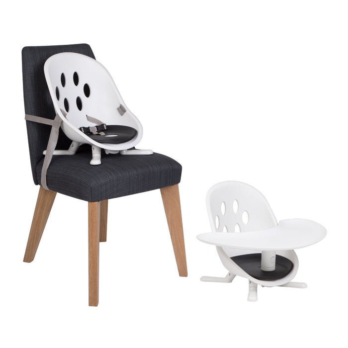 White and gray baby booster seat from the Phil&Teds Poppy Modes Kit for Toshi Baby Romper