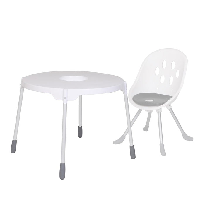 White children‚Äôs table and chair set perfect for Poppy Table and Odyssey Wagon Wheels playdates