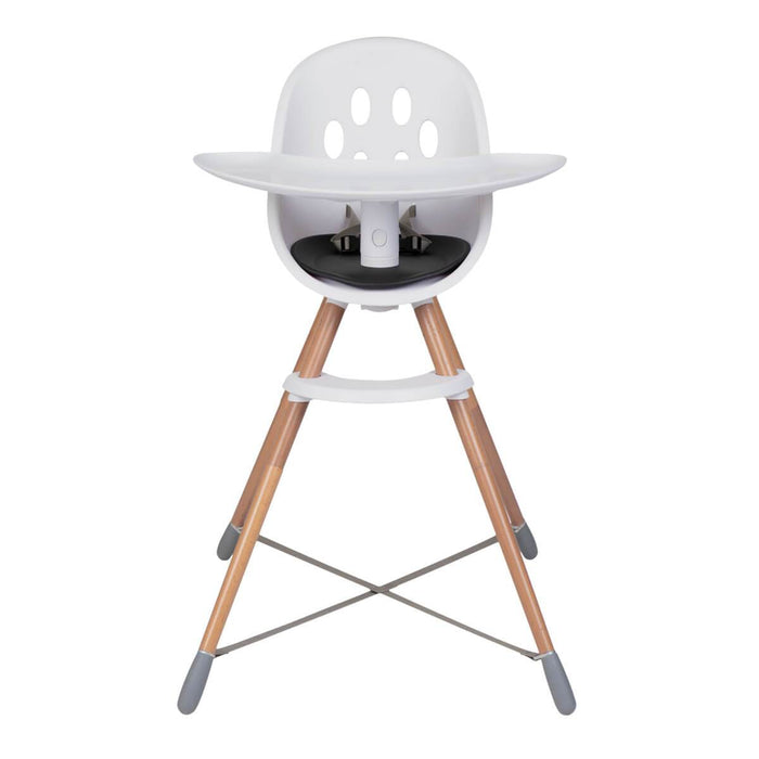 White and wood Poppy Wood Highchair perfect for Toshi Baby Romper and baby strollers