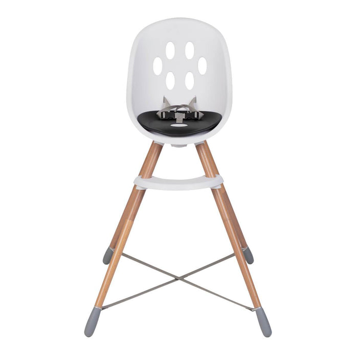 White and wood Poppy Wood Highchair from Phil&Teds with Toshi Baby Romper, perfect for bare mum postpartum moments