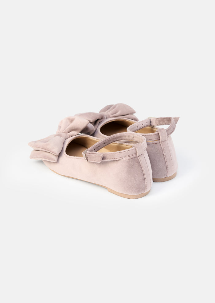 Pink Double Bow Velvet Ankle Strap Shoe