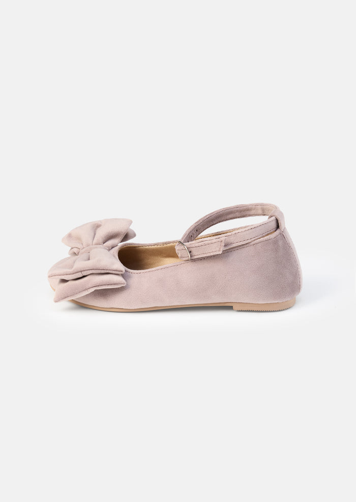 Pink Double Bow Velvet Ankle Strap Shoe