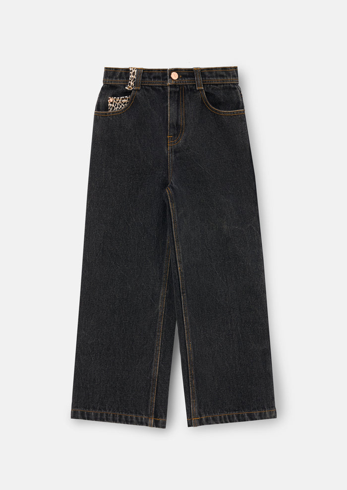 Piper Leopard Star Applique Wide Leg Jean
