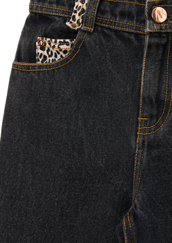 Piper Leopard Star Applique Wide Leg Jean