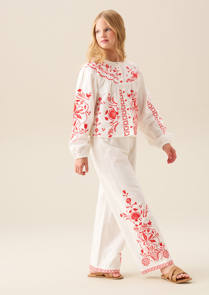 Pippa Embroidered Tie Waist Trousers