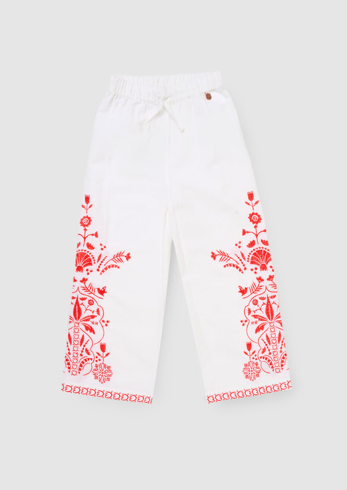 Pippa Embroidered Tie Waist Trousers
