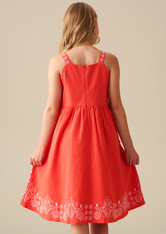 Pippa Red Embroidered Dress
