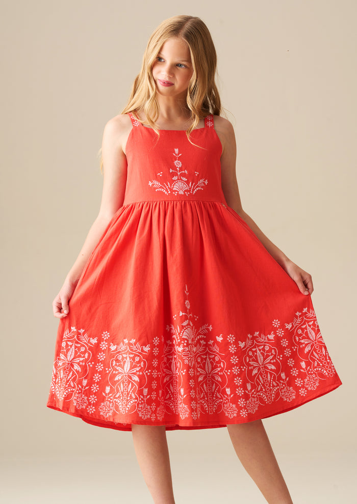 Pippa Red Embroidered Dress