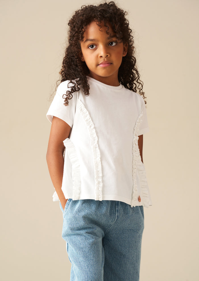 Pippa Woven Peplum Ruffle T Shirt