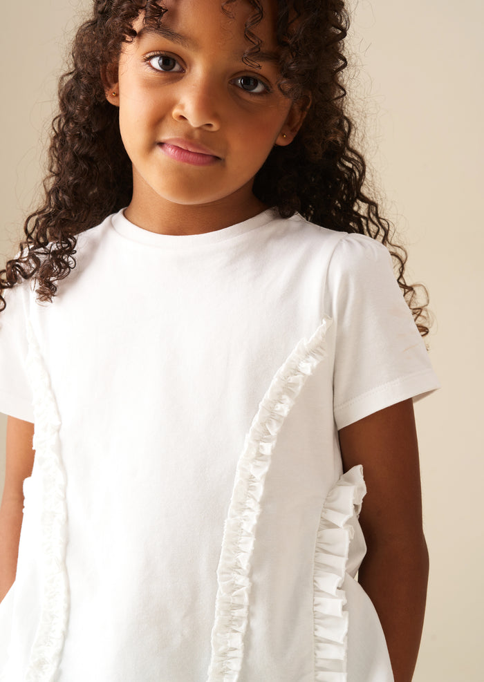 Pippa Woven Peplum Ruffle T Shirt
