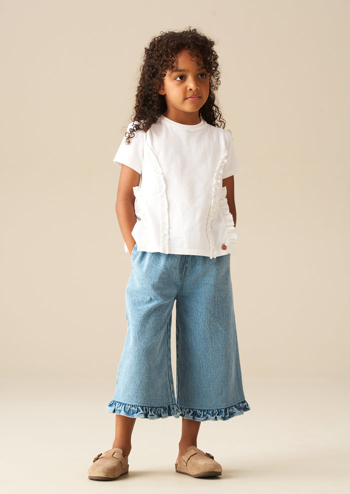Pippa Woven Peplum Ruffle T Shirt