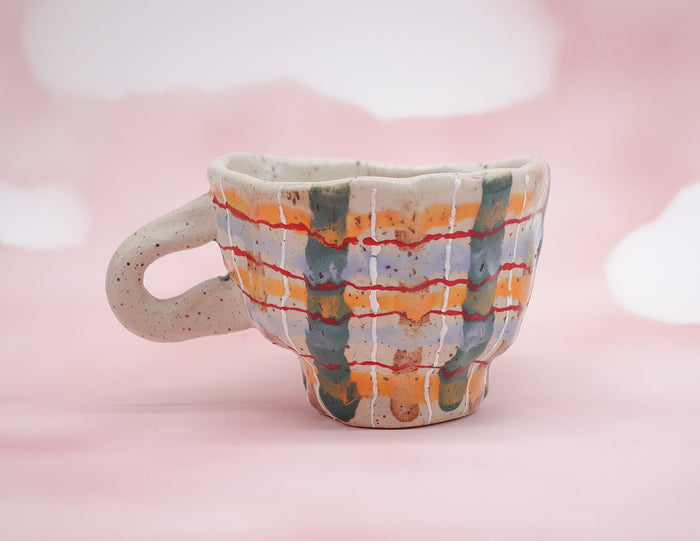 Plaid Speckled Pinch Mug