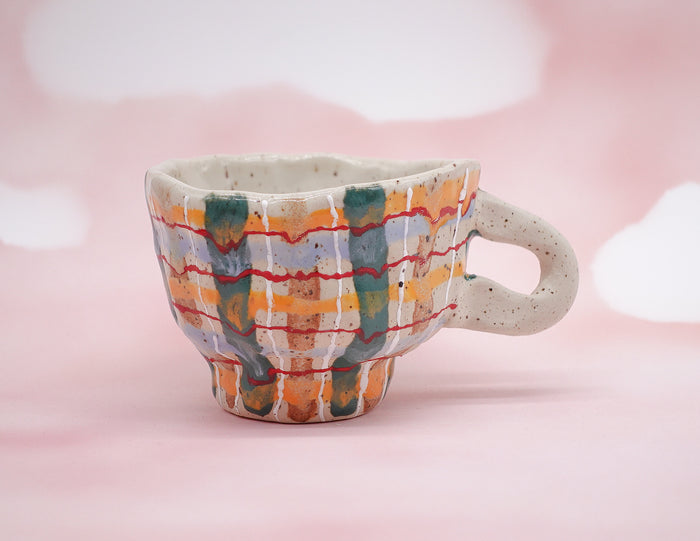 Plaid Speckled Pinch Mug