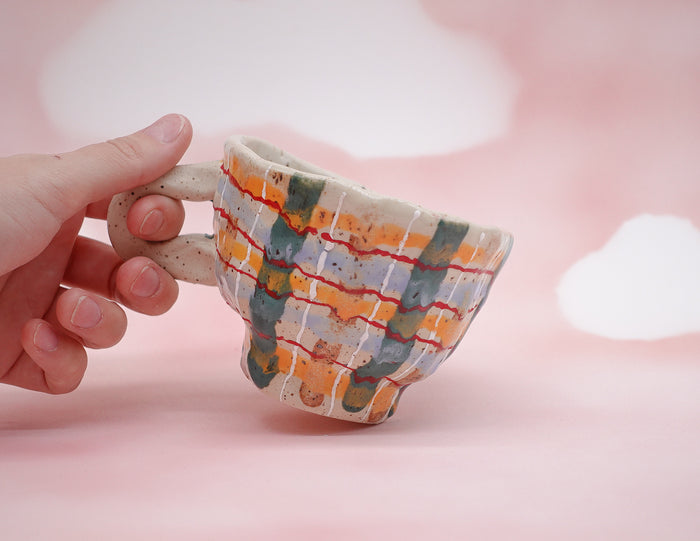 Plaid Speckled Pinch Mug