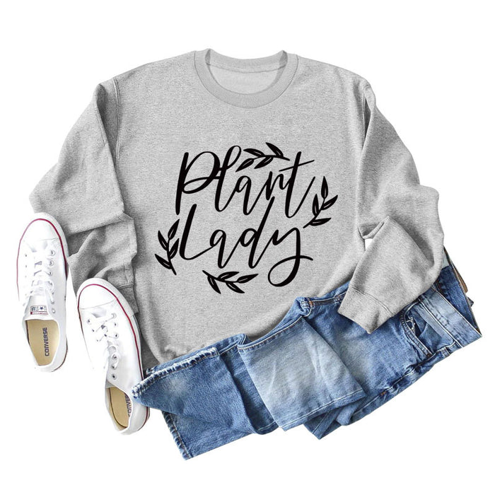 Plain Lady Fashion Women's Round Neck Printed Bottomed Long Sleeved Shirt Large Sweater