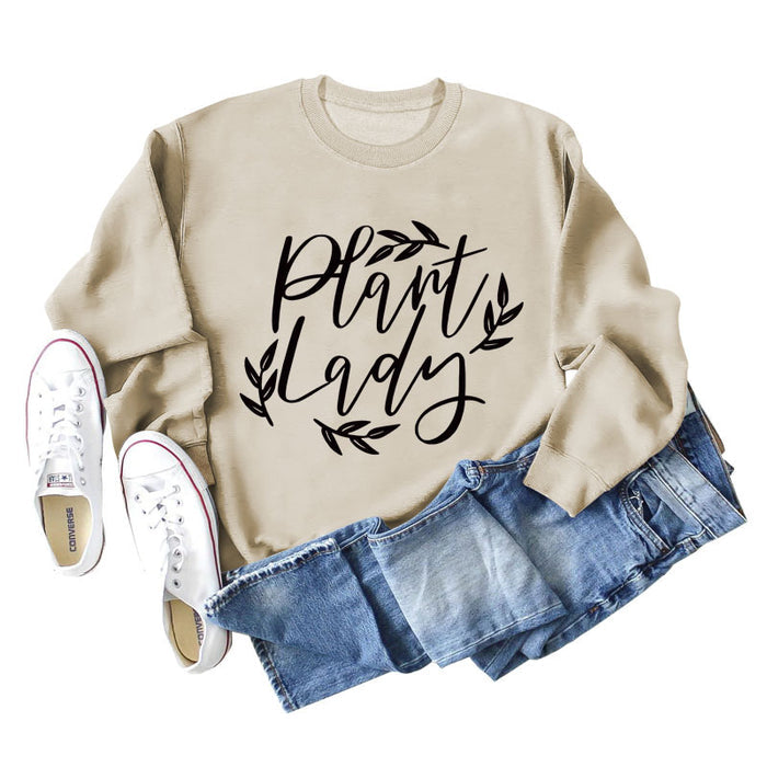 Plain Lady Fashion Women's Round Neck Printed Bottomed Long Sleeved Shirt Large Sweater
