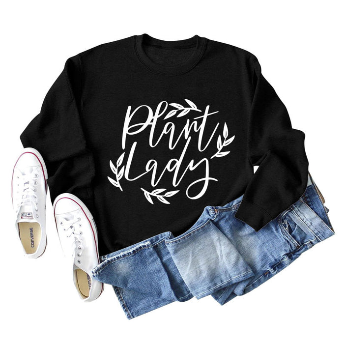 Plain Lady Fashion Women's Round Neck Printed Bottomed Long Sleeved Shirt Large Sweater