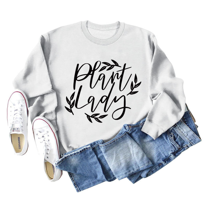 Plain Lady Fashion Women's Round Neck Printed Bottomed Long Sleeved Shirt Large Sweater