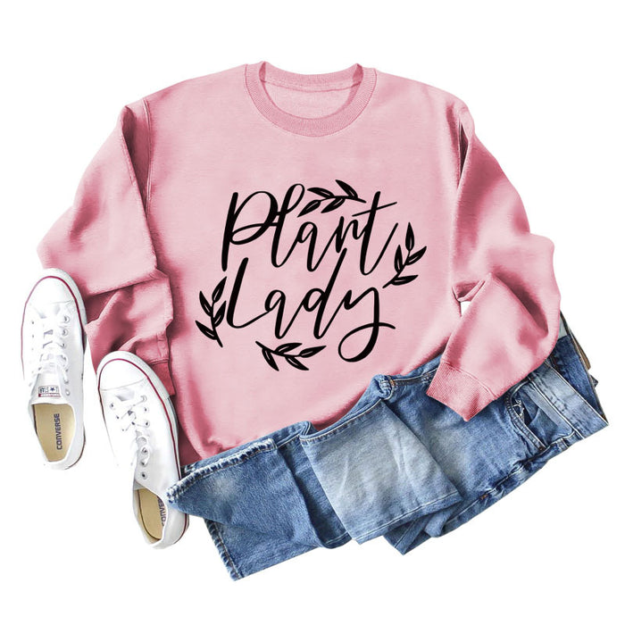 Plain Lady Fashion Women's Round Neck Printed Bottomed Long Sleeved Shirt Large Sweater