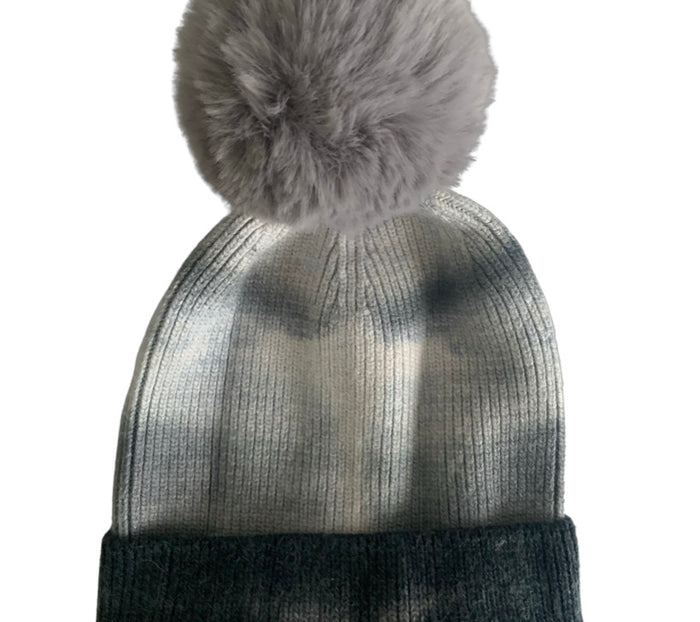 PNYC FAUX POM POM TIE-DYE BEANIE