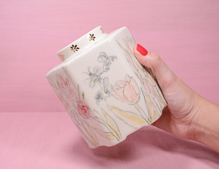 Pollinators Hexagon Vase