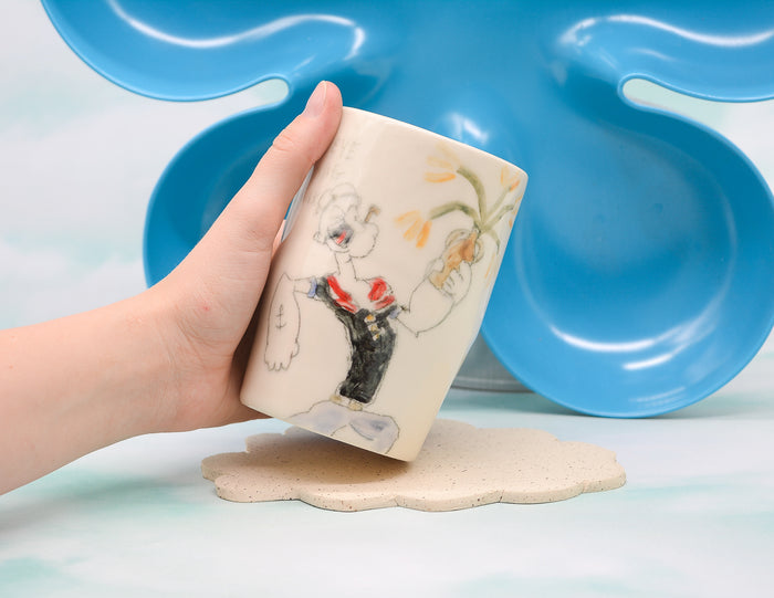 Popeye Holding Flowers Cup