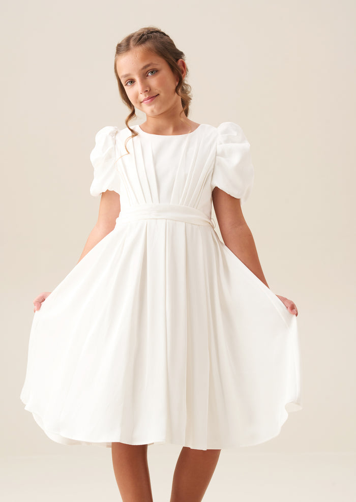Portia Ivory Pleated Bodice Dress