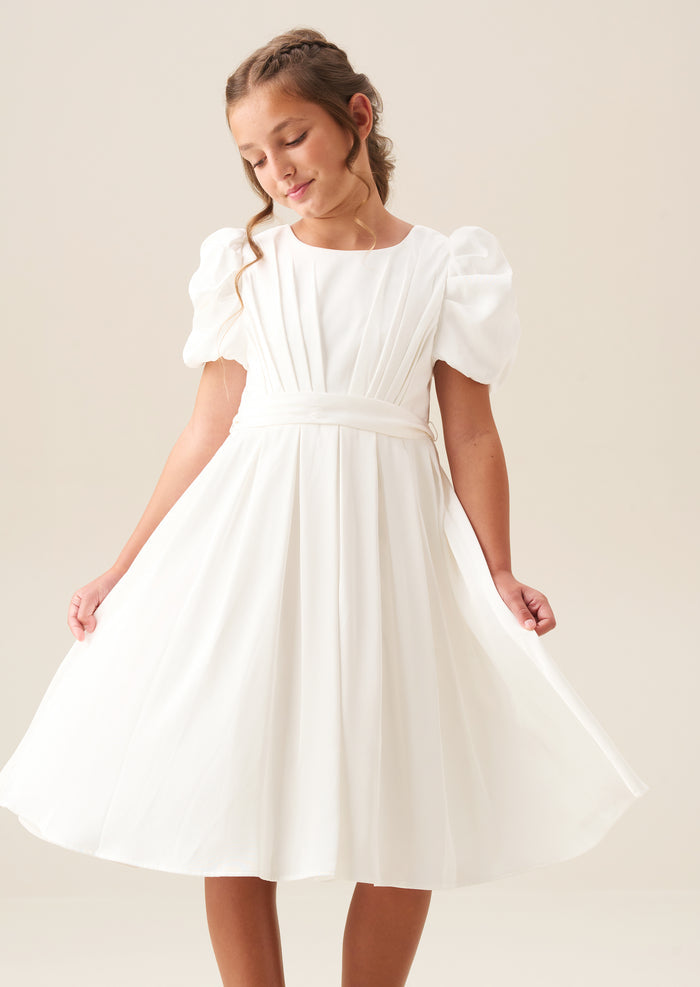 Portia Ivory Pleated Bodice Dress