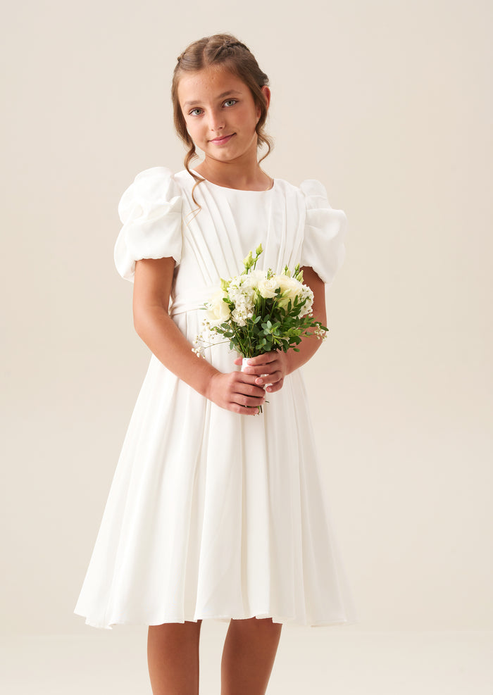 Portia Ivory Pleated Bodice Dress