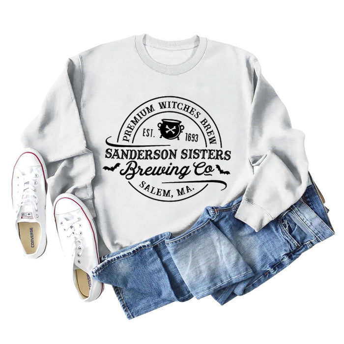 PREMIUM WITCHES LETTER PRINT AW/WINTER BASE LONG SLEEVE WOMEN'S SWEATSHIRT