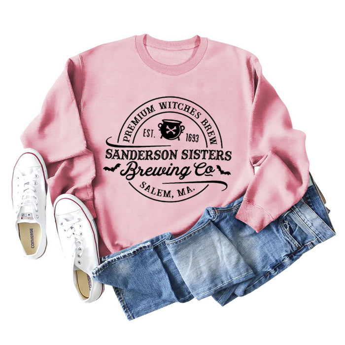PREMIUM WITCHES LETTER PRINT AW/WINTER BASE LONG SLEEVE WOMEN'S SWEATSHIRT