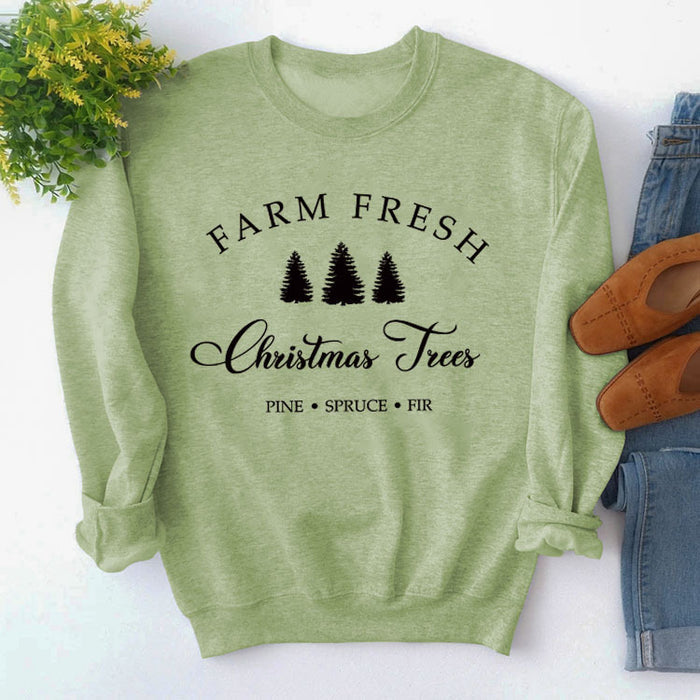 Olive green sweater (black font) / S