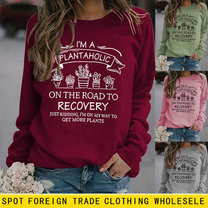 Printed Pullover Round Neck Tops Long Sleeve Printed Sweatshirt