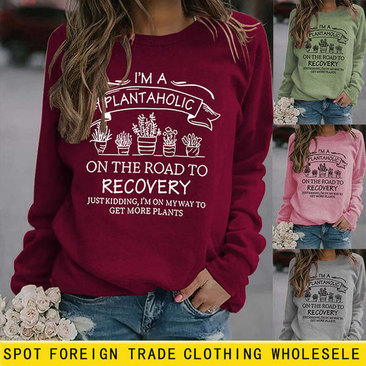 Printed Pullover Round Neck Tops Long Sleeve Printed Sweatshirt