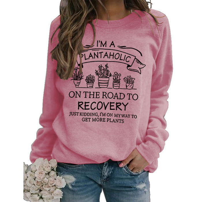 Printed Pullover Round Neck Tops Long Sleeve Printed Sweatshirt