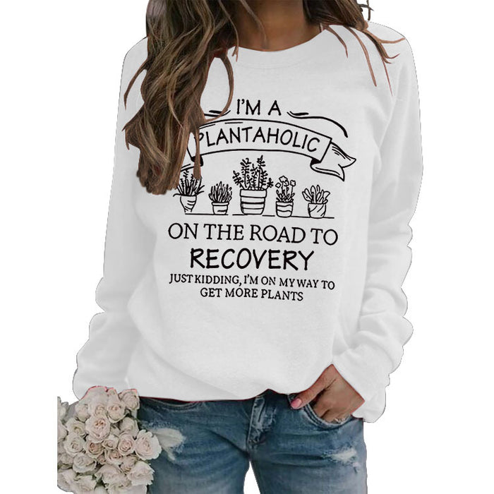 Printed Pullover Round Neck Tops Long Sleeve Printed Sweatshirt