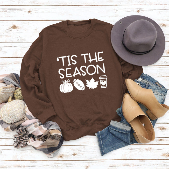 Coffee colored sweater (white font) / S
