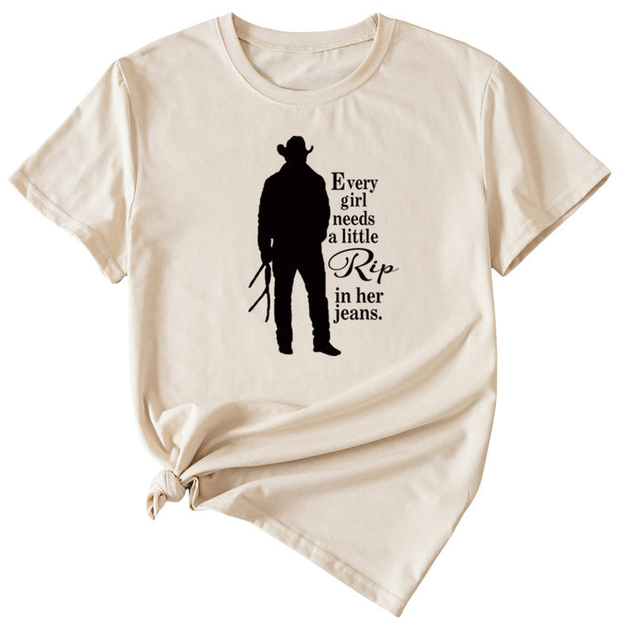 Pullover Simple Round Neck Every Girl Needs A Little Top T-shirt
