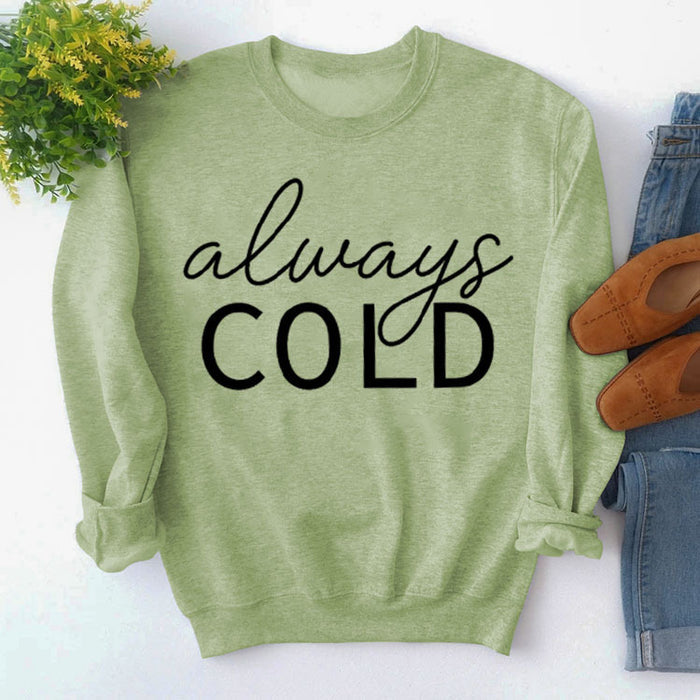Olive green sweater (black font) / S