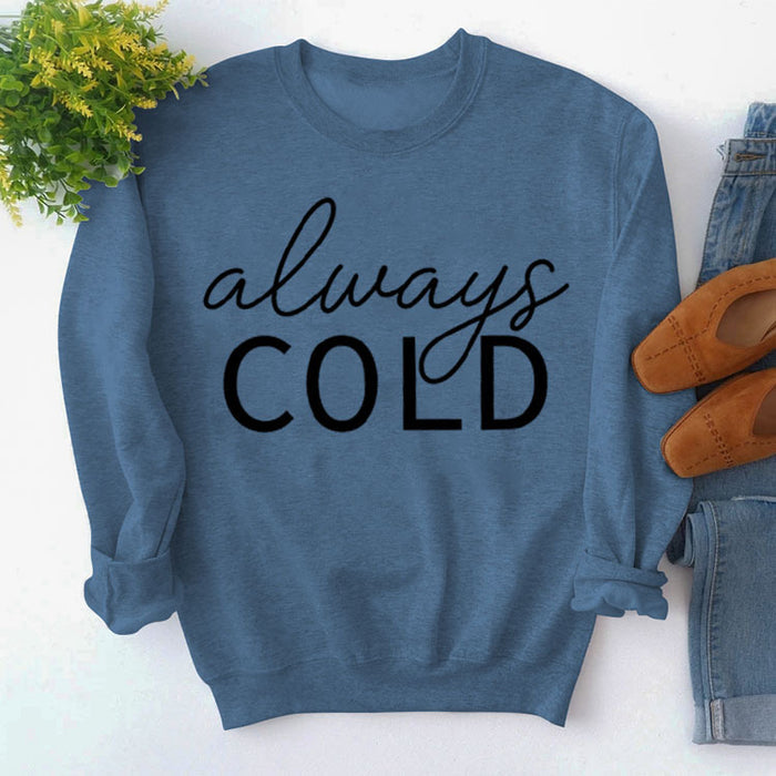 Blue sweater (black font) / S