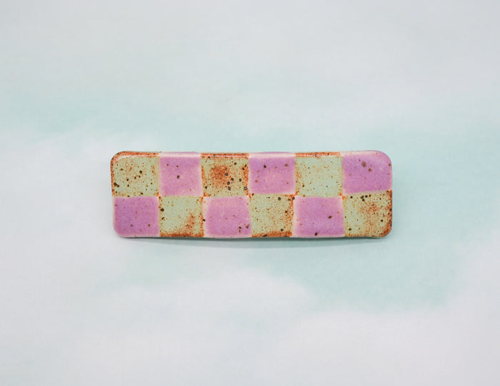 Purple and Green Checker Barrette