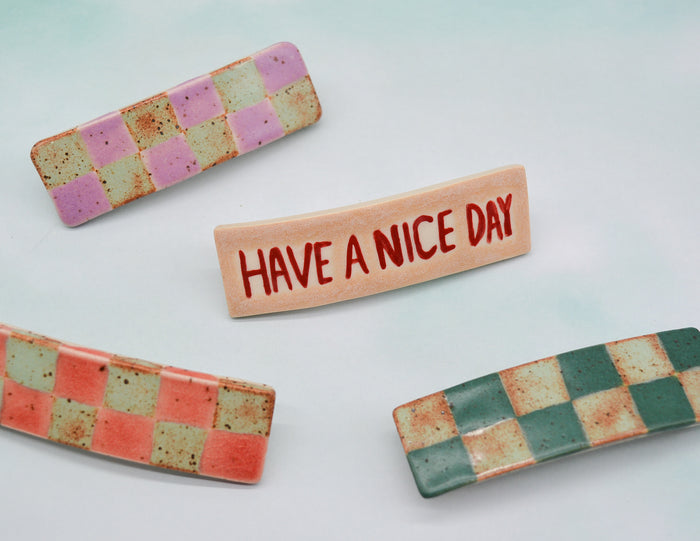 Purple and Green Checker Barrette