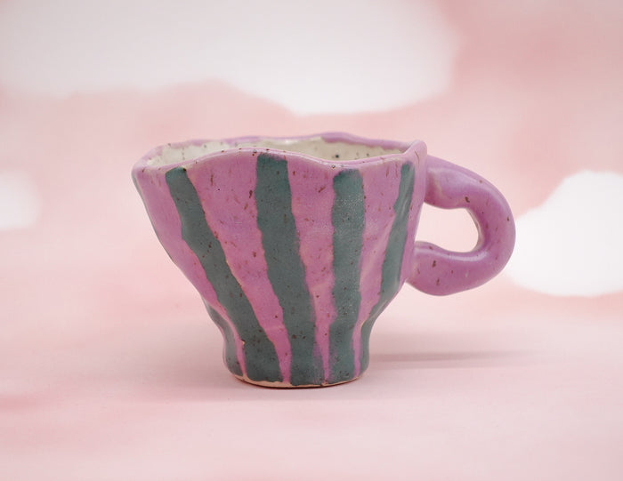 Purple and Green Speckled Pinch Mug
