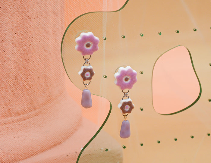 Purple Daisy Earrings