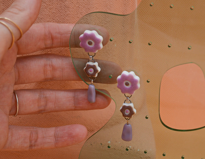 Purple Daisy Earrings