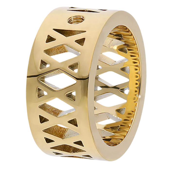 QUDO statement interchangeable ring, geometric ring base QUDO, faceted interchangeable ring, stainless steel interchangeable ring, Swarovski interchangeable jewelry, customizable ring QUDO