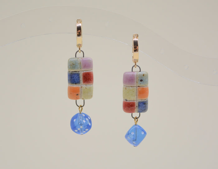 Rainbow Checker Earrings
