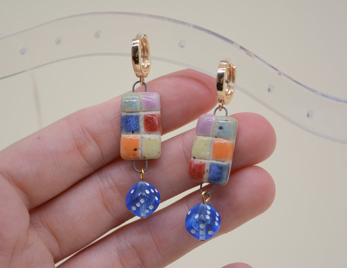 Rainbow Checker Earrings