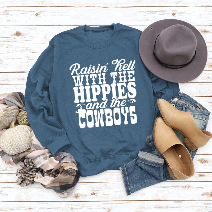 Blue sweater (white font) / S