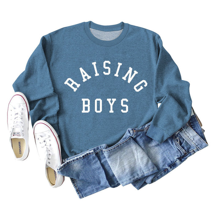 Blue sweater (white font) / S